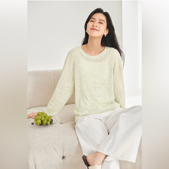 Flax Linen Blend knit top - Picture 1 of 8